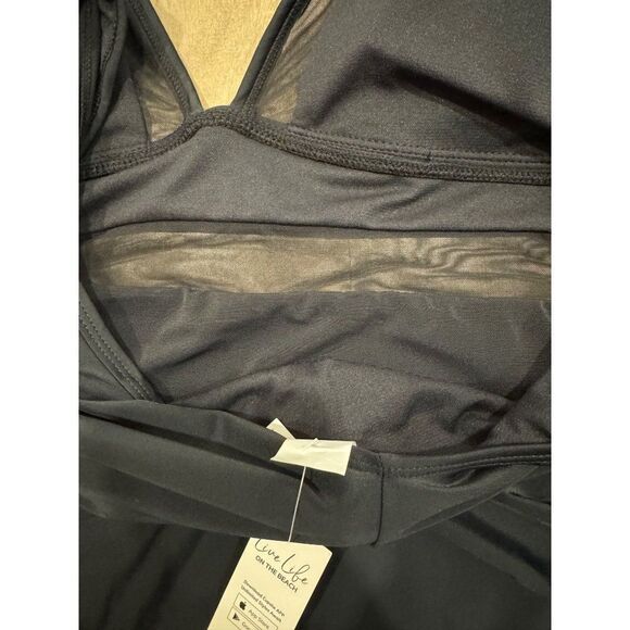 NWT Cupshe One Piece Swimsuit V Neck Mesh SHeer Tummy Control 2X - Picture 5 of 6